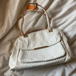 Coach White Leather Bag with Orange Trim
